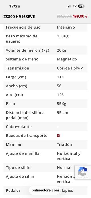 Bicicleta Indoor BH ZS800 Sin Usar