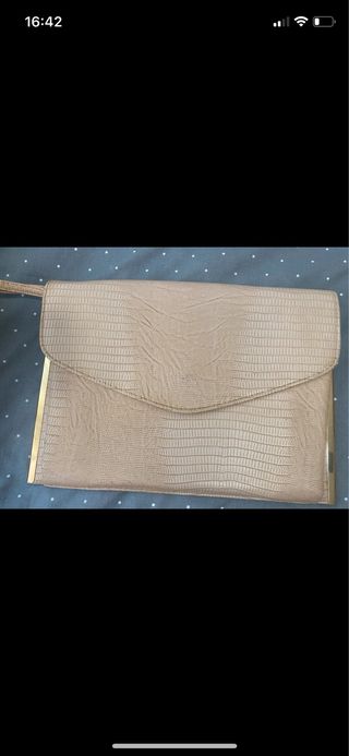 Bolso de mano Primark beige y dorado