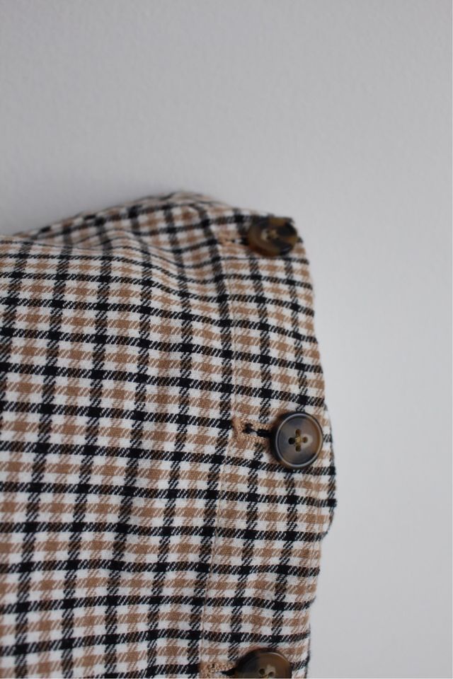 Falda H&M cuadros botones beige y marrón