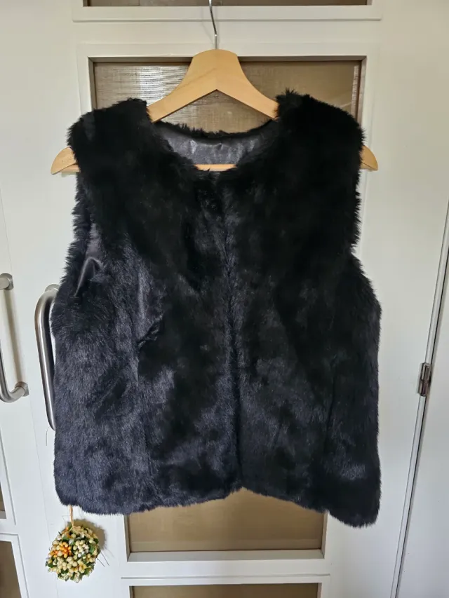 Chaleco pelo sintético negro vestir talla s/m