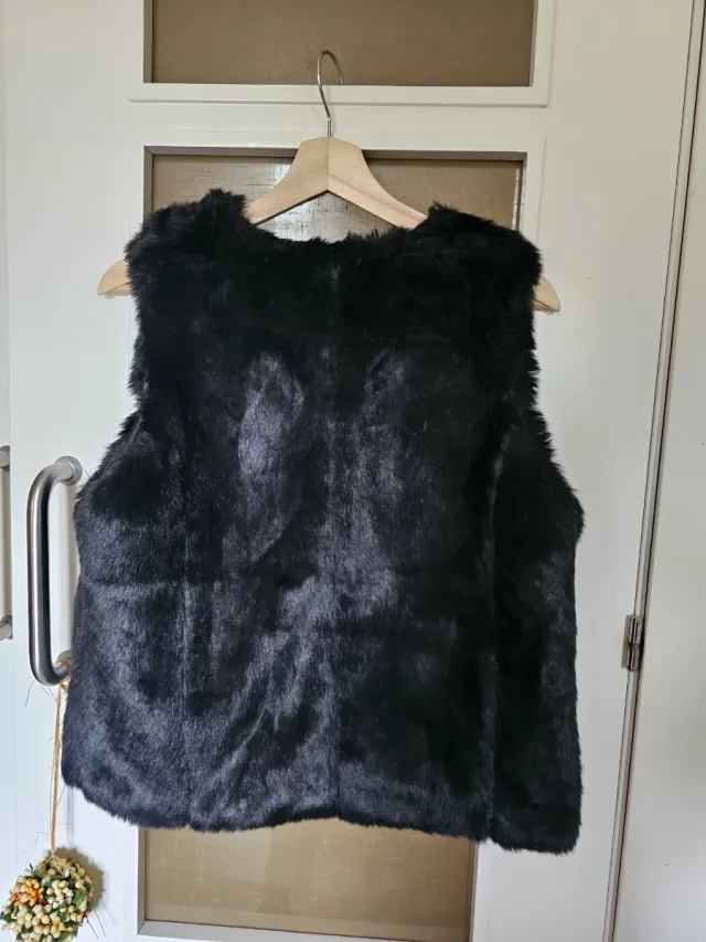 Chaleco pelo sintético negro vestir talla s/m