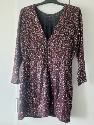 Vestido lentejuelas negro talla 40