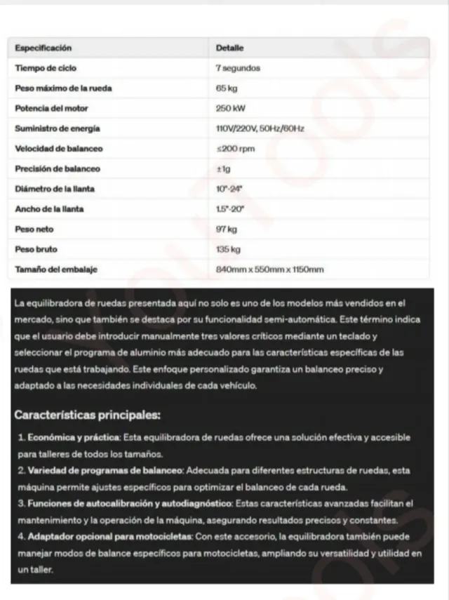 Equilibradora Ruedas Semiautomática 24