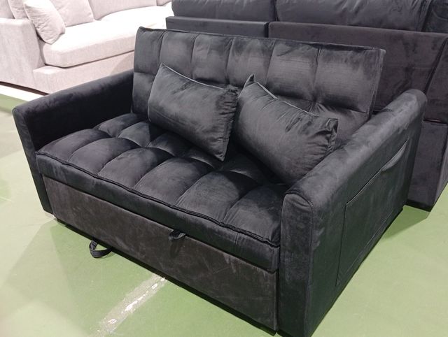 Sofá Cama Negro Terciopelo