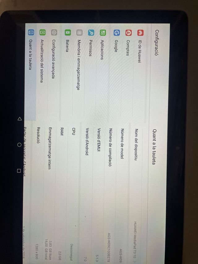 Tablet Huawei Negra/Azul con sim