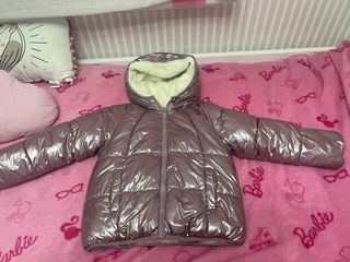 Abrigo reversible niña rosa y beig talla 4-5