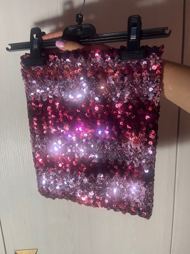 Top lentejuelas fiesta rosa y violeta T.34