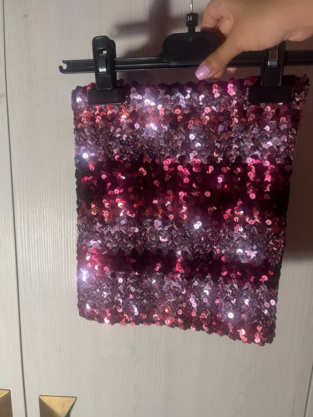 Top lentejuelas fiesta rosa y violeta T.34