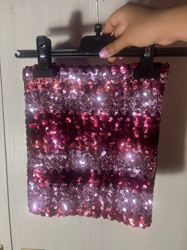 Top lentejuelas fiesta rosa y violeta T.34