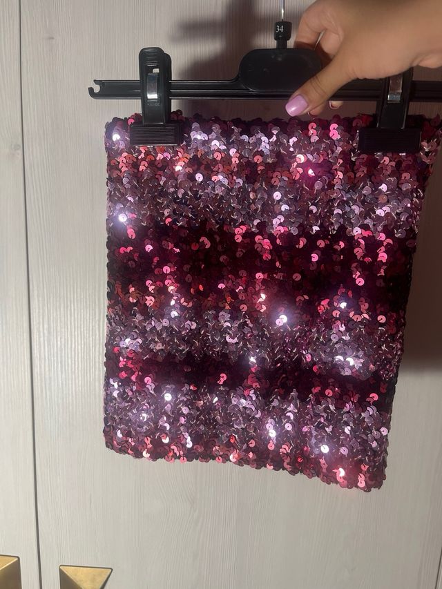 Top lentejuelas fiesta rosa y violeta T.34