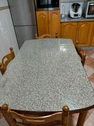 Mesa de cocina madera extensible y cristal