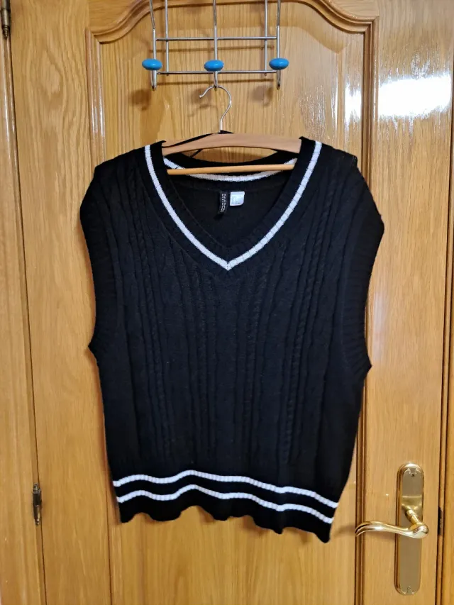 Chaleco de punto negro mujer
