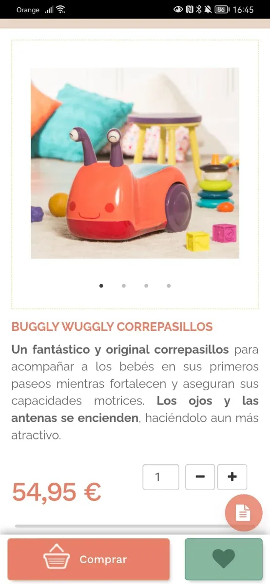 Correpasillos Caracol Naranja y Morado