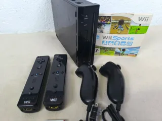 Nintendo Wii Negra + Wii Sports + Mandos