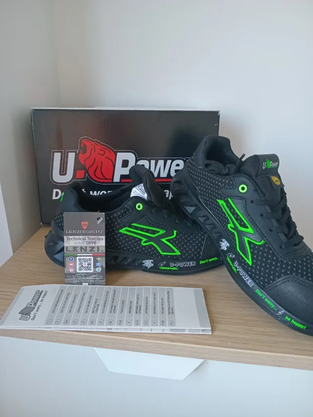 Botas de seguridad U-Power negras y verdes