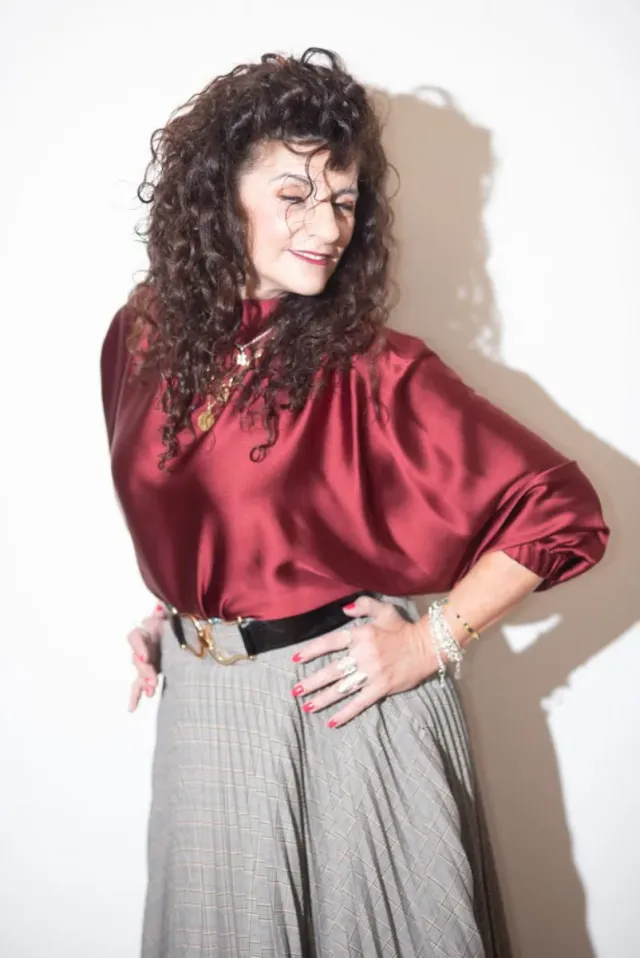 Falda larga plisada príncipe de gales