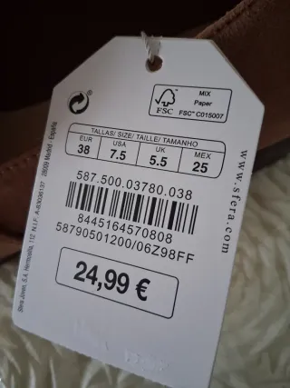 Zapatos Sfera Mujer Talla 38 Marrones