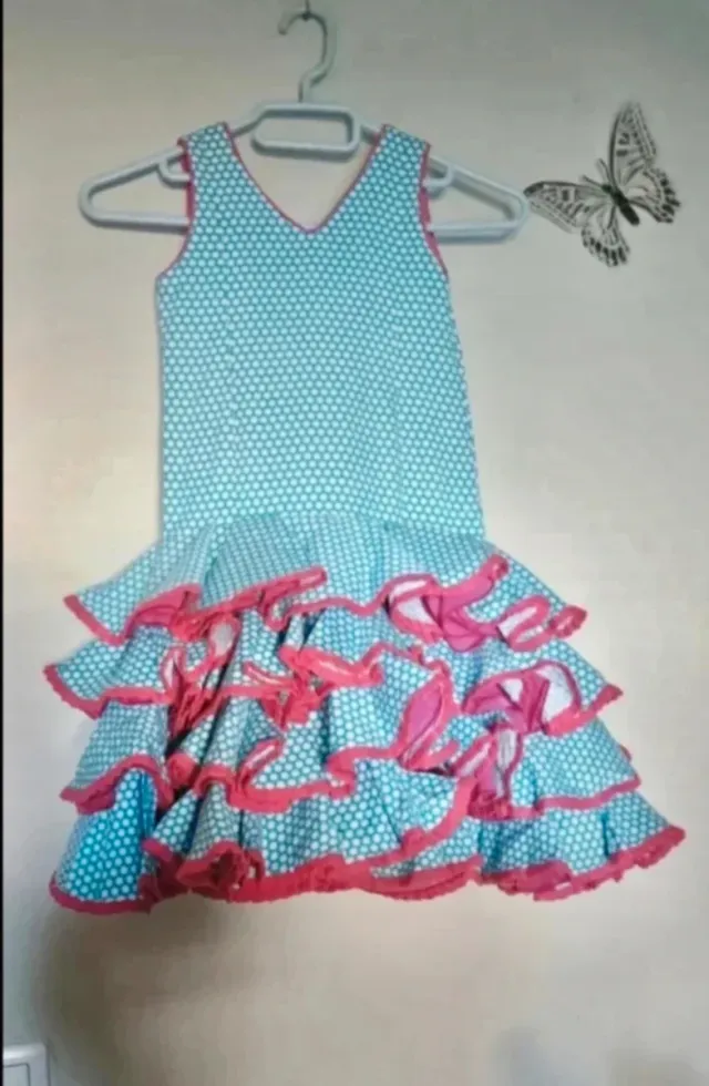 Vestido niña lunares volantes