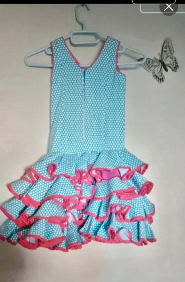 Vestido niña lunares volantes