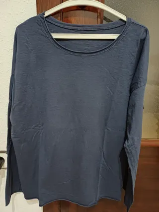 Camiseta manga larga azul marino algodón XL