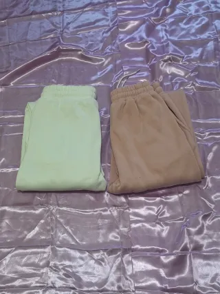 Pantalones de chándal blanco y rosa
