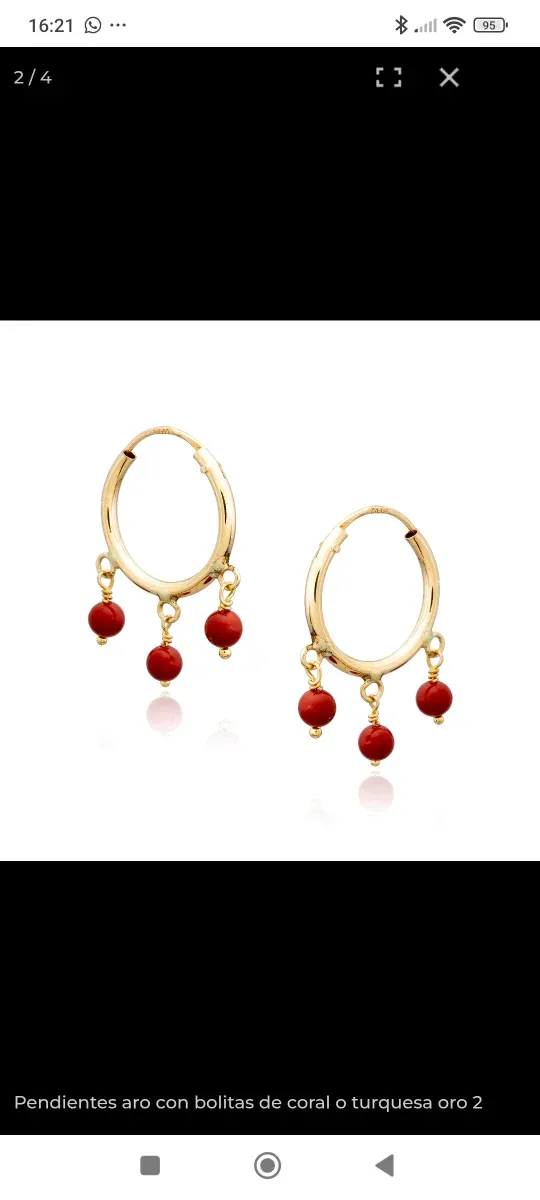 Aros con bolitas de coral o turquesa