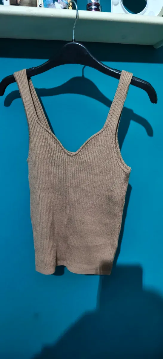 Camiseta de punto beige