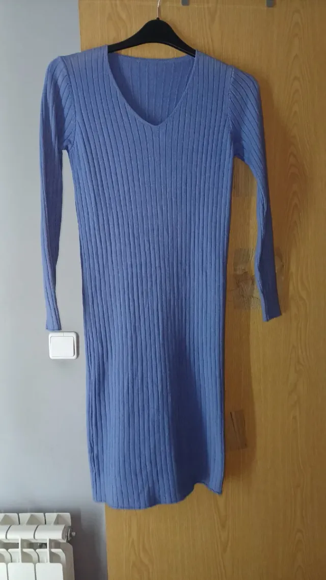 Vestido punto azul talla única