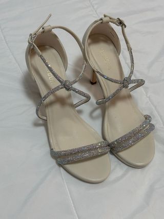 Sandalias de Novia Menbur Beige y Plata
