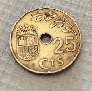 Moneda 1937 25 Céntimos II Año Triunfal