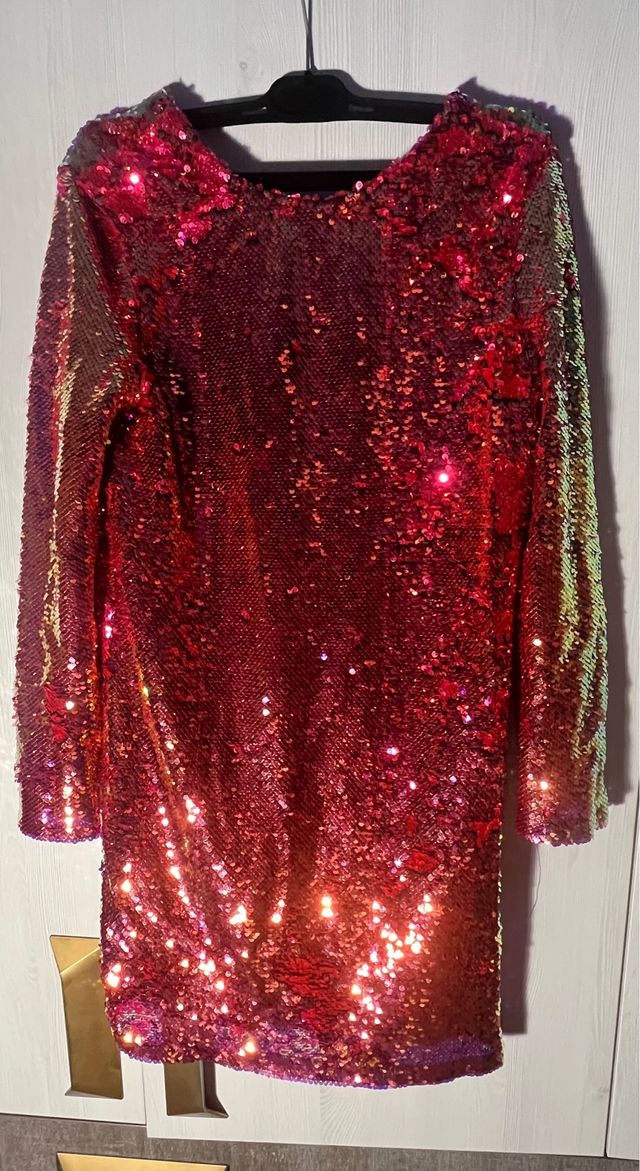 Vestido lentejuelas rosa y dorado