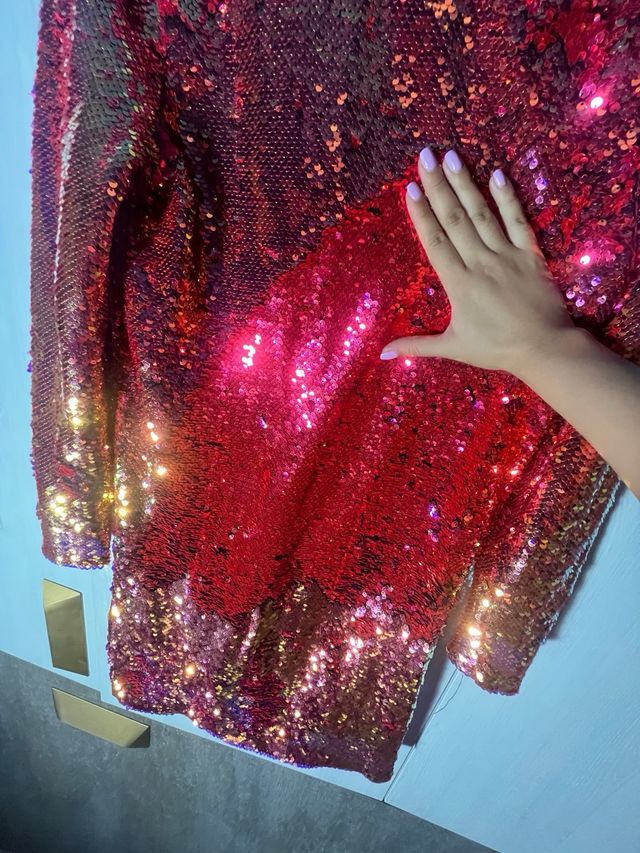 Vestido lentejuelas rosa y dorado