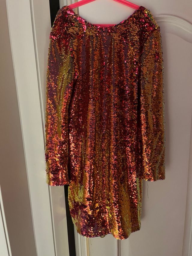 Vestido lentejuelas rosa y dorado