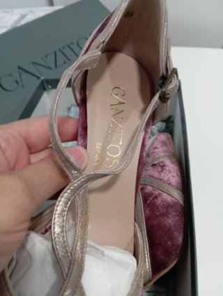 Zapatos Fiesta Ganzitos Mujer Rosa y Plata