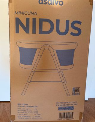 Minicuna Asalvo Nidus gris con malla transpirable.