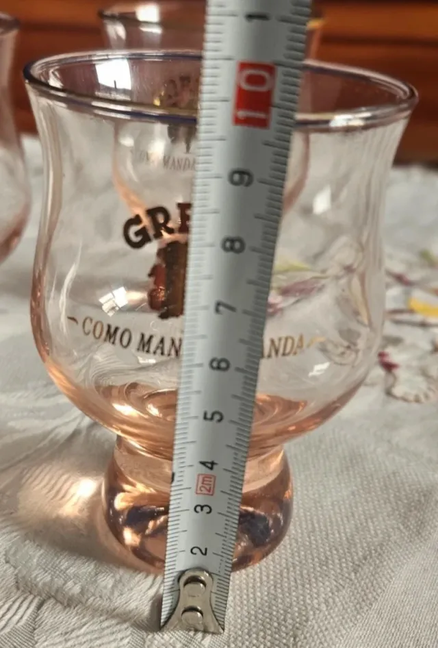 5 Vasos Rosas de Cristal con el logo Gressy