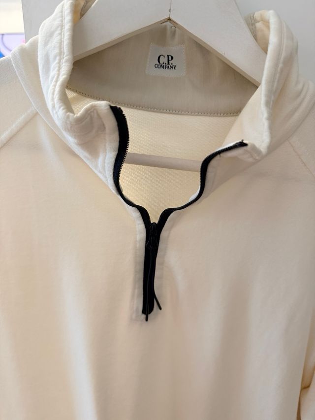 Sudadera CP Company Blanca Media Cremallera