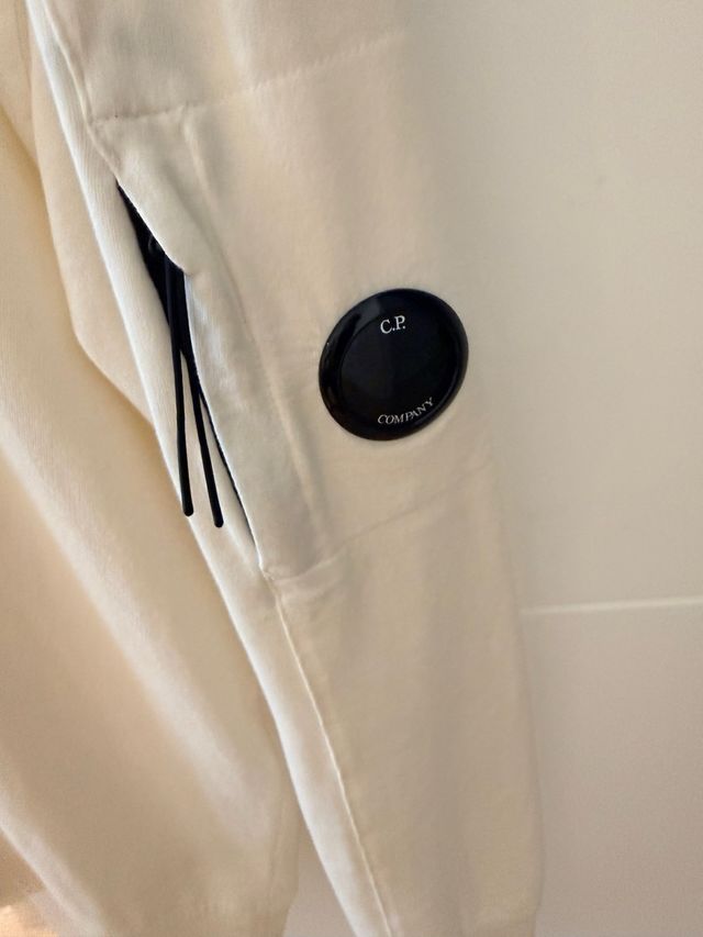 Sudadera CP Company Blanca Media Cremallera