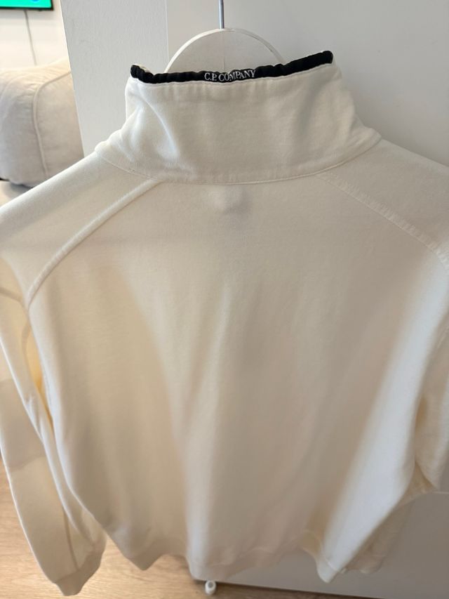 Sudadera CP Company Blanca Media Cremallera