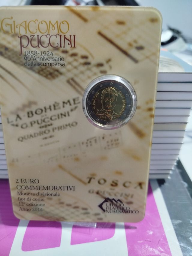 Moneda 2 Euro Conmemorativa Giacomo Puccini 2014