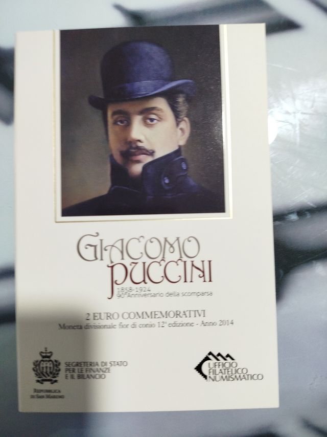 Moneda 2 Euro Conmemorativa Giacomo Puccini 2014