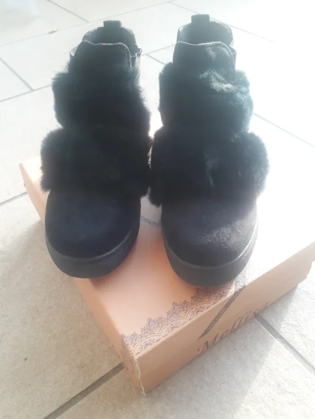 Stivaletti neri con pelliccia donna