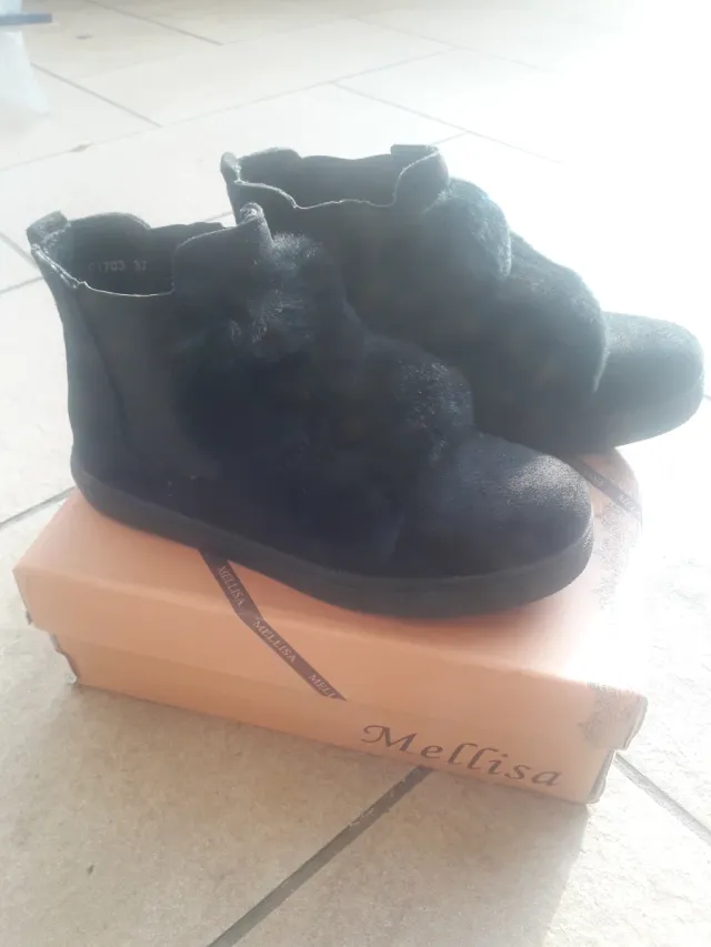 Stivaletti neri con pelliccia donna