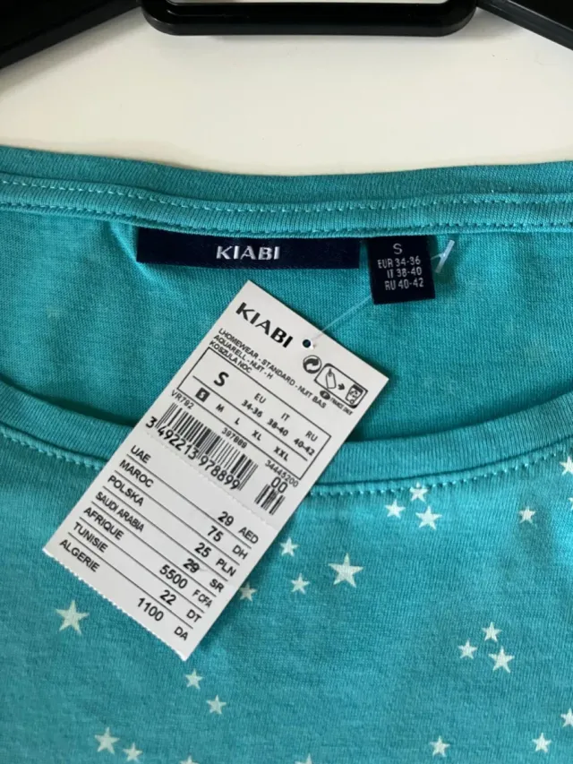 Camisón mujer estrellas turquesa y blanco