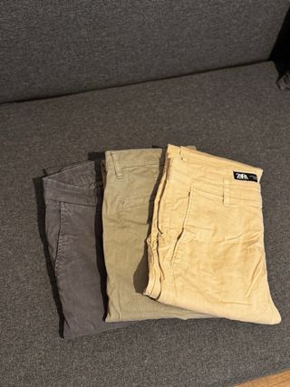 Pantalones Zara Beige y Verde Oliva
