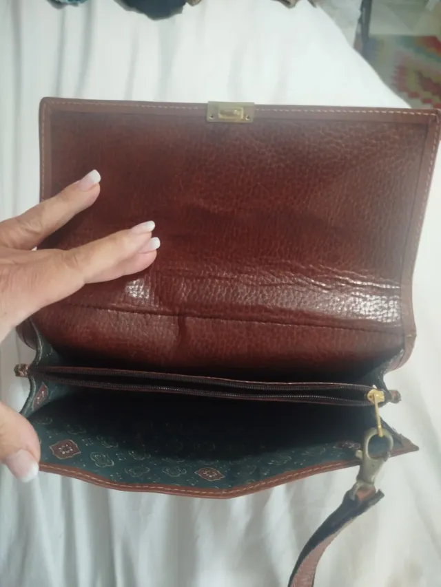 Bolso de mano piel marrón