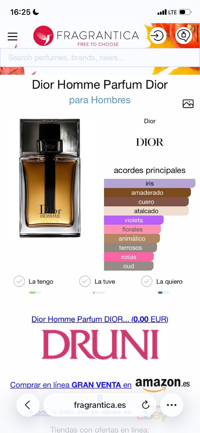 Dior Homme Parfum 100ml con foto del ticket