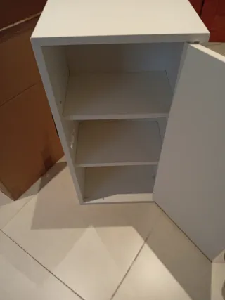 Mobile ausiliario bianco in metallo e legno 70x25 cm