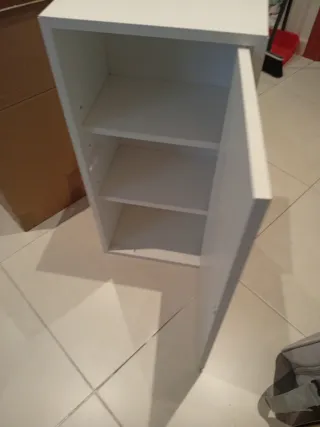 Mobile ausiliario bianco in metallo e legno 70x25 cm