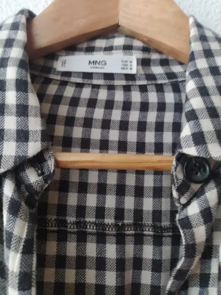 Vestido Mango cuadros beige y negro T.XS